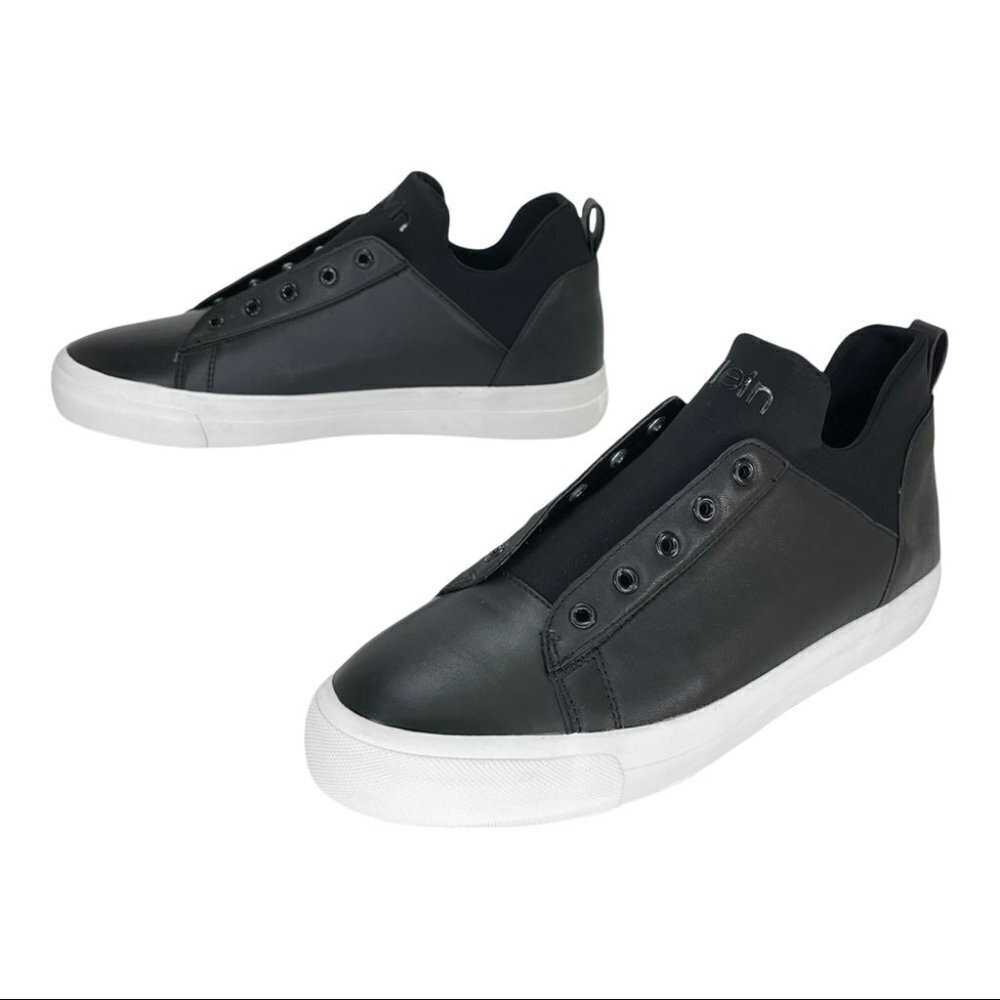 Calvin Klein Valorie Black Leather Neoprene Womens Sneakers Size 10M - Picture 13 of 15